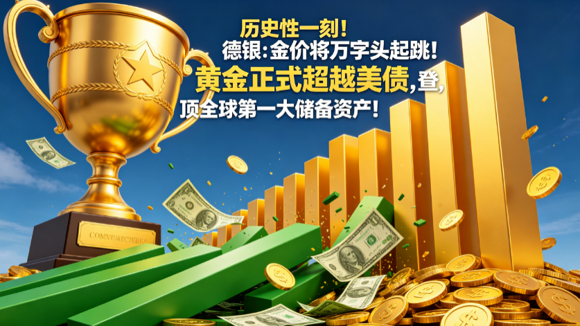 历史性一刻！德银：金价将突破万字大关！黄金正式超越美债，登顶全球第一大储备资产